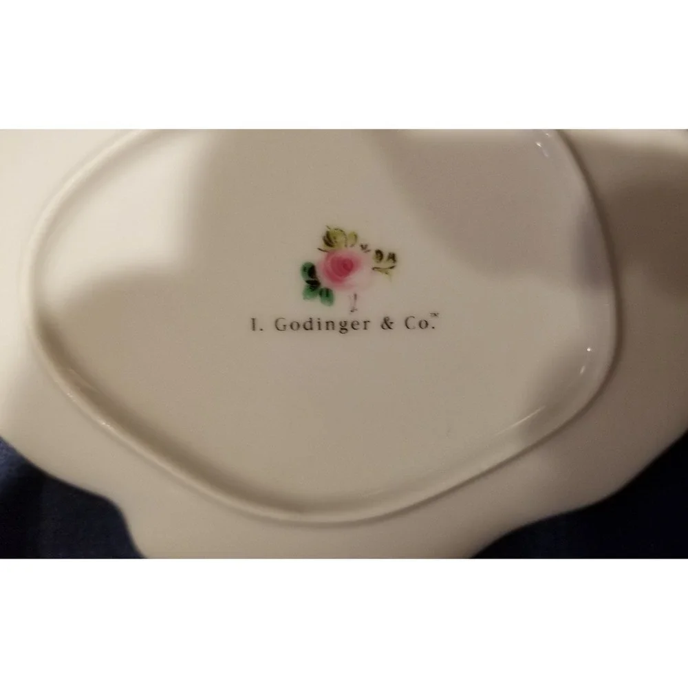 Vintage I.Godinger & Co. Rosebud Porcelain Plates Flowers Collection Set of 4